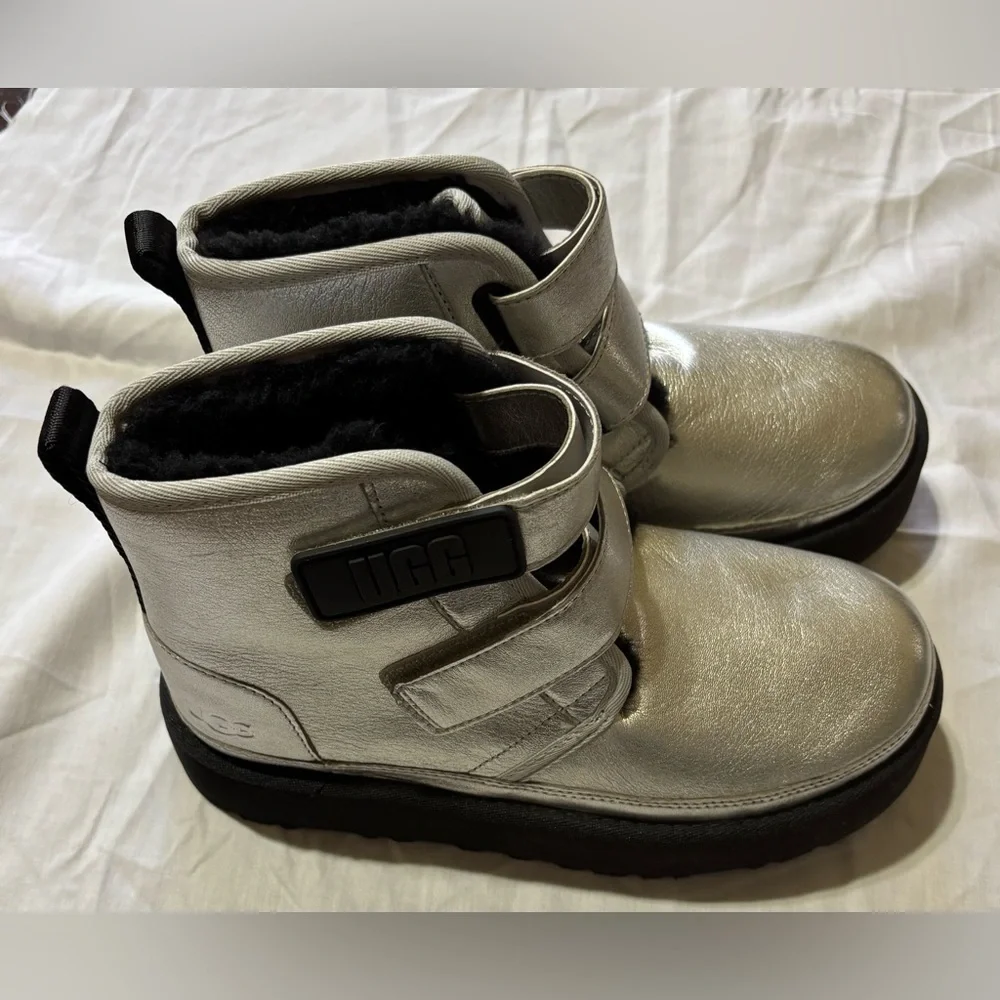 UGG Metallic Silver Boots with Black Sole